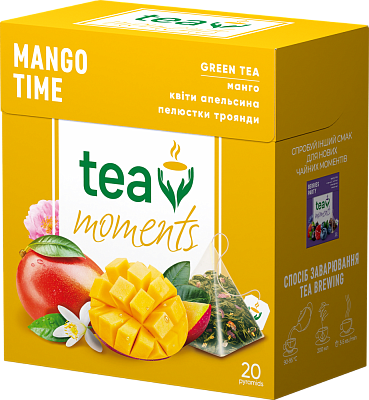 Чай Tea Moments "Mango Time" зелений зі смаком манго, 20 пірамідок