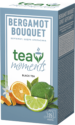 Чай Tea Moments "Bergamot Bouquet" чорний зі смаком бергамоту, 25 сашетів