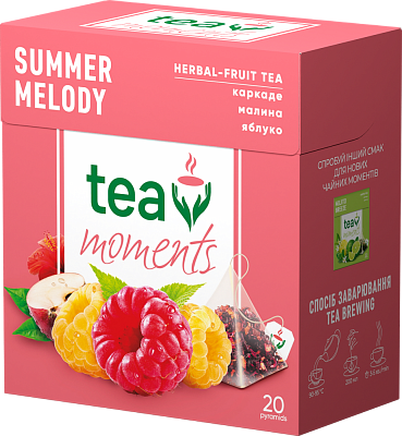 Чай Tea Moments "Summer Melody" фруктово-ягідний зі смаком малини, 20 пірамідок