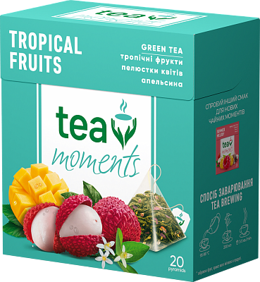Чай Tea moments "Tropical Fruits" зелений зі смаком тропічних фруктів New,20 пірамідок