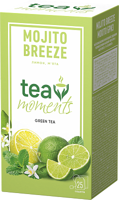 Чай Tea Moments "Mojito Breeze" зелений зі смаком мохіто, 25 сашетів