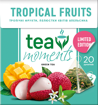 Чай Tea moments "Tropical Fruits" зелений зі смаком тропічних фруктів 20 пірамідок