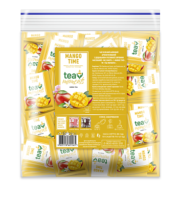 Чай Tea Moments "Mango Time" зелений ароматизований з додаванням рослинної сировини, 50 сашетів
