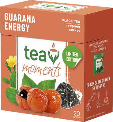 Чай Tea Moments "Guarana Energy" чорний з гуараною та кактусом 20 пірамідок