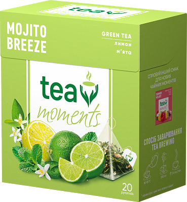 Чай Tea Moments "Mojito Breeze" зелений зі смаком мохіто, 20 пірамідок