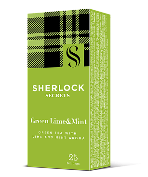 Чай Sherlock Secrets «Green Lime & Mint» зелений зі смаком лайма та м'яти, 25 пакетиків