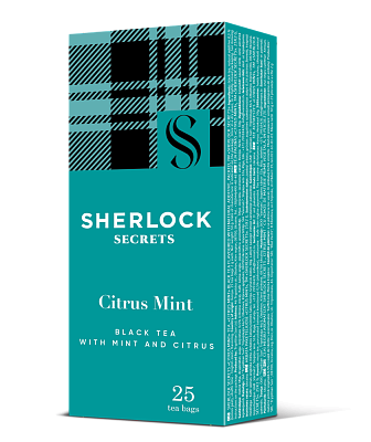 Чай Sherlock Secrets «Citrus Mint» чорний з ароматом м'яти та цитрусу 25 пакетів, 50 г